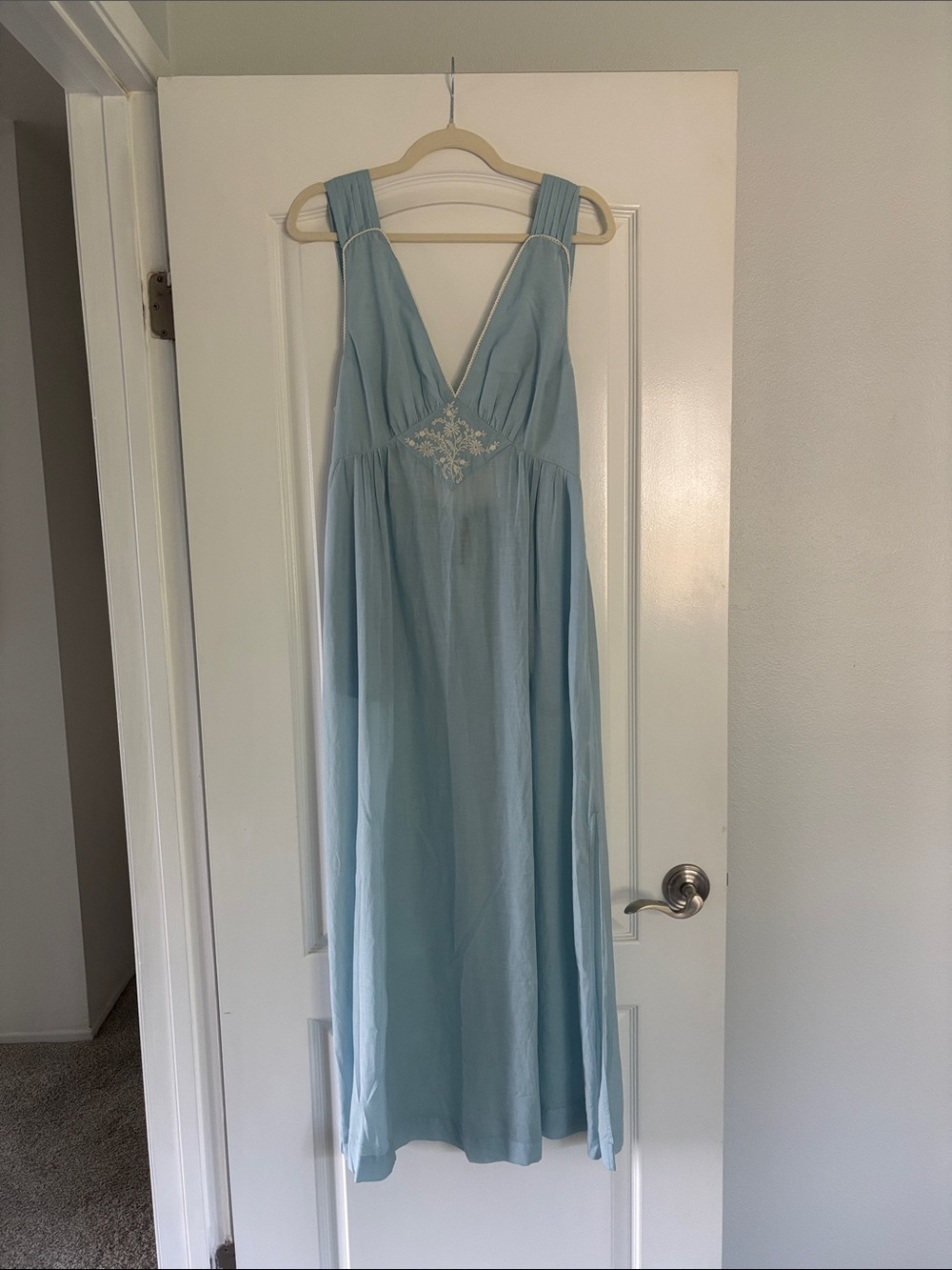 Anthropologie Light Blue Maxi Dress with Embroidered Bodice - Picture 1 of 4